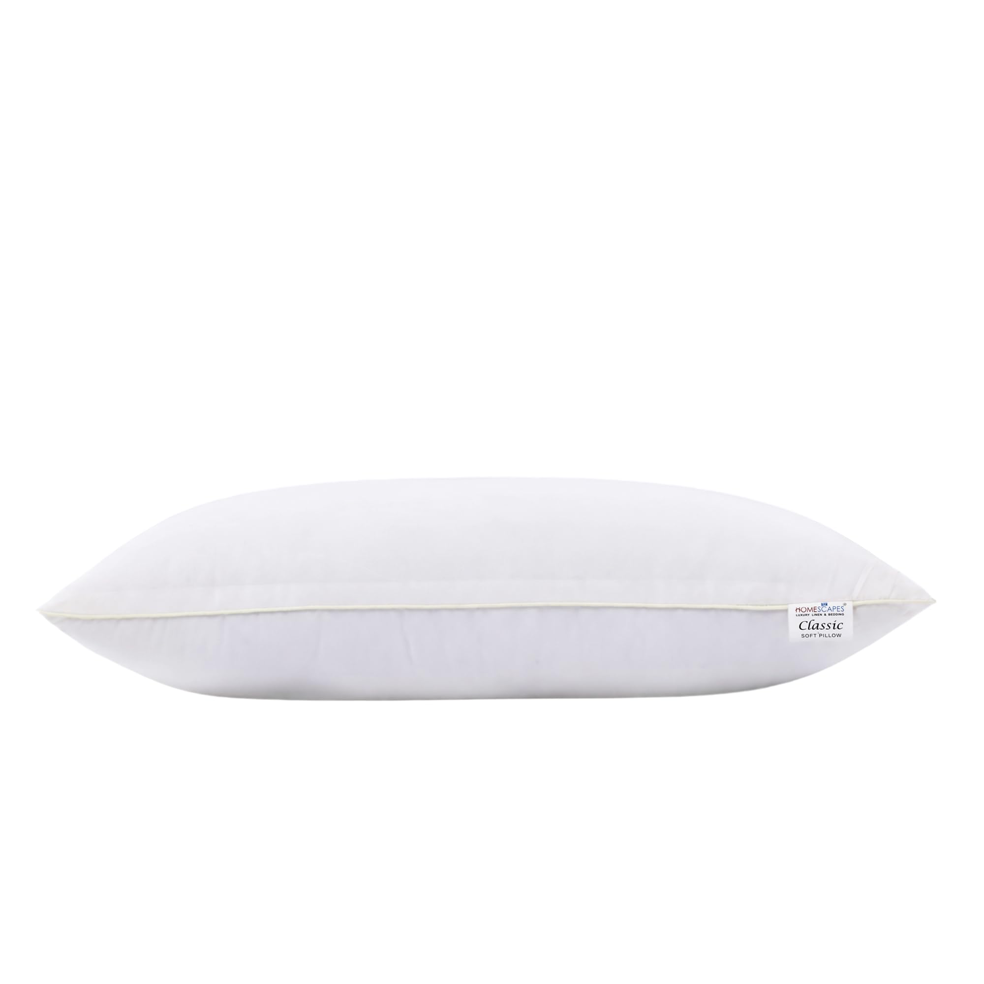 HOMESCAPES Classic Soft Pillow – Premium Virgin Microfibre Filled Bed Pillow, Soft & Sensuous Like Natural Down, Plush & Silky, Ideal for Stomach & Back Sleepers,43 X 69 cm / 17 X 27 White-image-14