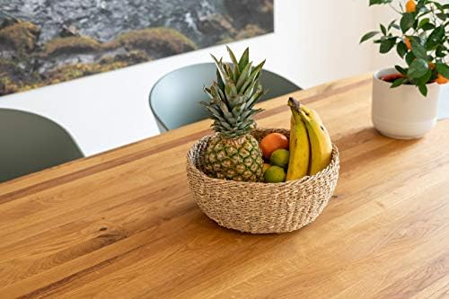 Decorasian Woven Seaweed Bowls - Decorative Round Storage Basket Set, Diameter 30 cm + Diameter 25 cm