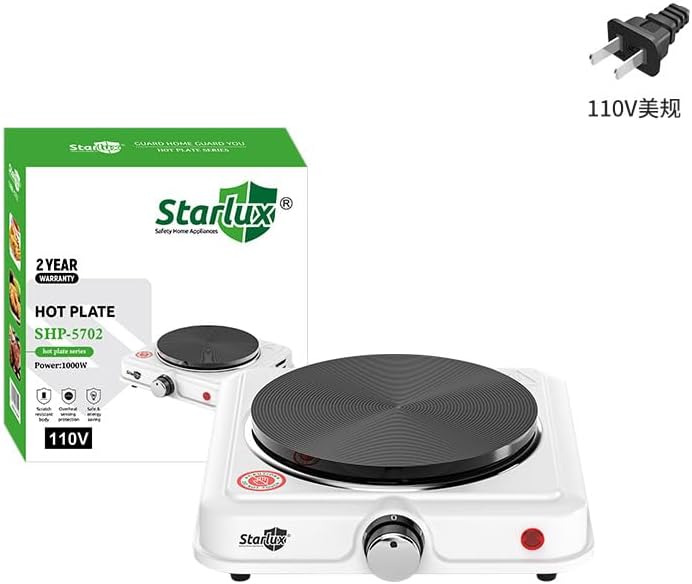 Miniatura 5 de Placa caliente eléctrica, 1000W, quemador portátil con control de temperatura, quemador de bobina, placa eléctrica eléctrica, quemador único,