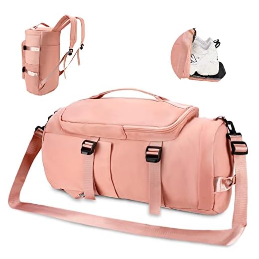 Topretty 4 in 1 Bolsa de Viaje Plegable con Compartimento Zapatos, Ligera Bolsa de Deporte Impermeable Bolsa Viaje Unisexo Bolsa Deporte Fitness con Bolsillo Mojado para Hombre y Mujer (Rosa)