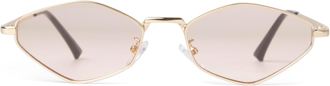 JUDOO Trendy Metal Hexagon Sunglasses for Women Men Gold Vintage Narrow Irregular Shades Small Retro Hexagonal Sun Glasses