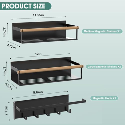 Image of POLRAI 4 Pack Magnetic Shelves for Washing Machine Magnetic Shelf for Fridge Powerful Magnetic Shelves and Magnetic Hook for Laundry Room Kitchen Bathroom Organization