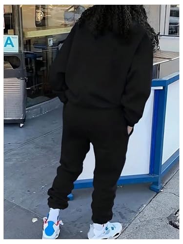 WDIRARA Women's Plus Size Letter Graphic 2 Piece Outfits Long Sleeve Sweatshirt Sweatpants Set Tracksuit2