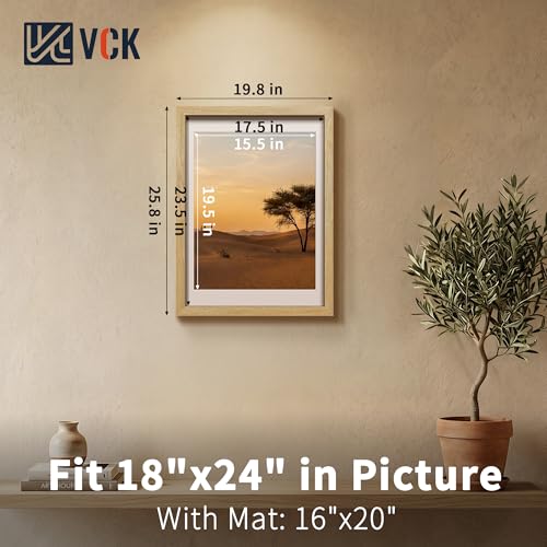 Image of VCK 18x24 Frame 5 Pack, Natural Exclusive Wood, 16x20 Mat, for Picture