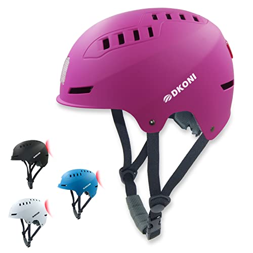 Dkoni Bike Helmet With Led Lights Bicycle Helmets Usb Rechargeable Front & Back Led Light Adult Cycling Helmet For Urban Commuter (Small, Pink) #TOP1