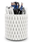 Lebenrich Rotating Pen Holder for Desk, 5 Slots Easthetic Pencil holder Desk Organizer Supplies and Accessories for Women Girls, Pencil Cup for Office Home Art Supply, White