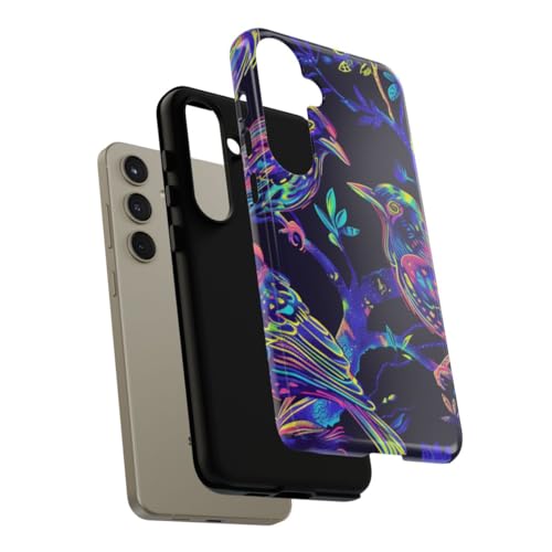 Coque Samsung S24 Plus oiseaux néon bleue rigide antichoc