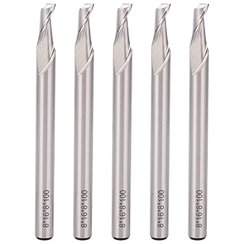 Image of 5Pcs Spiral End Mill, 8mm Shank, 1 Flute, High Speed Steel, 8x8x16x100mm, for CNC Milling Machine, Woodworking Machine Tools, Advertising