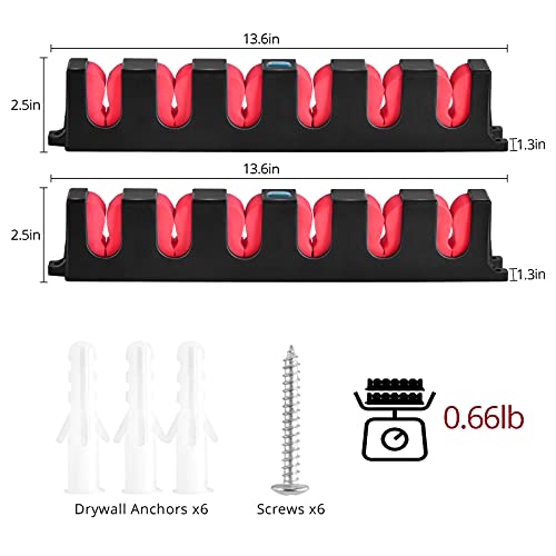 Calamus Horizontal Fishing Rod Holder – Wall Mounted Fishing Rod Rack, Store 6 Rods Or Fishing Rod Combos In 13.6 Inches, Great Fishing Pole Holder For Garage, Horizontal 6-Rod Rack, 1 Pair #TOP5
