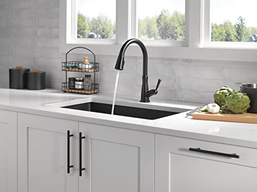 Delta Faucet Westville Matte Black Kitchen Faucet Black, Kitchen Faucets With Pull Down Sprayer, Kitchen Sink Faucet, Faucet For Kitchen Sink, Magnetic Docking Spray Head, Matte Black 9110-Bl-Dst #TOP1