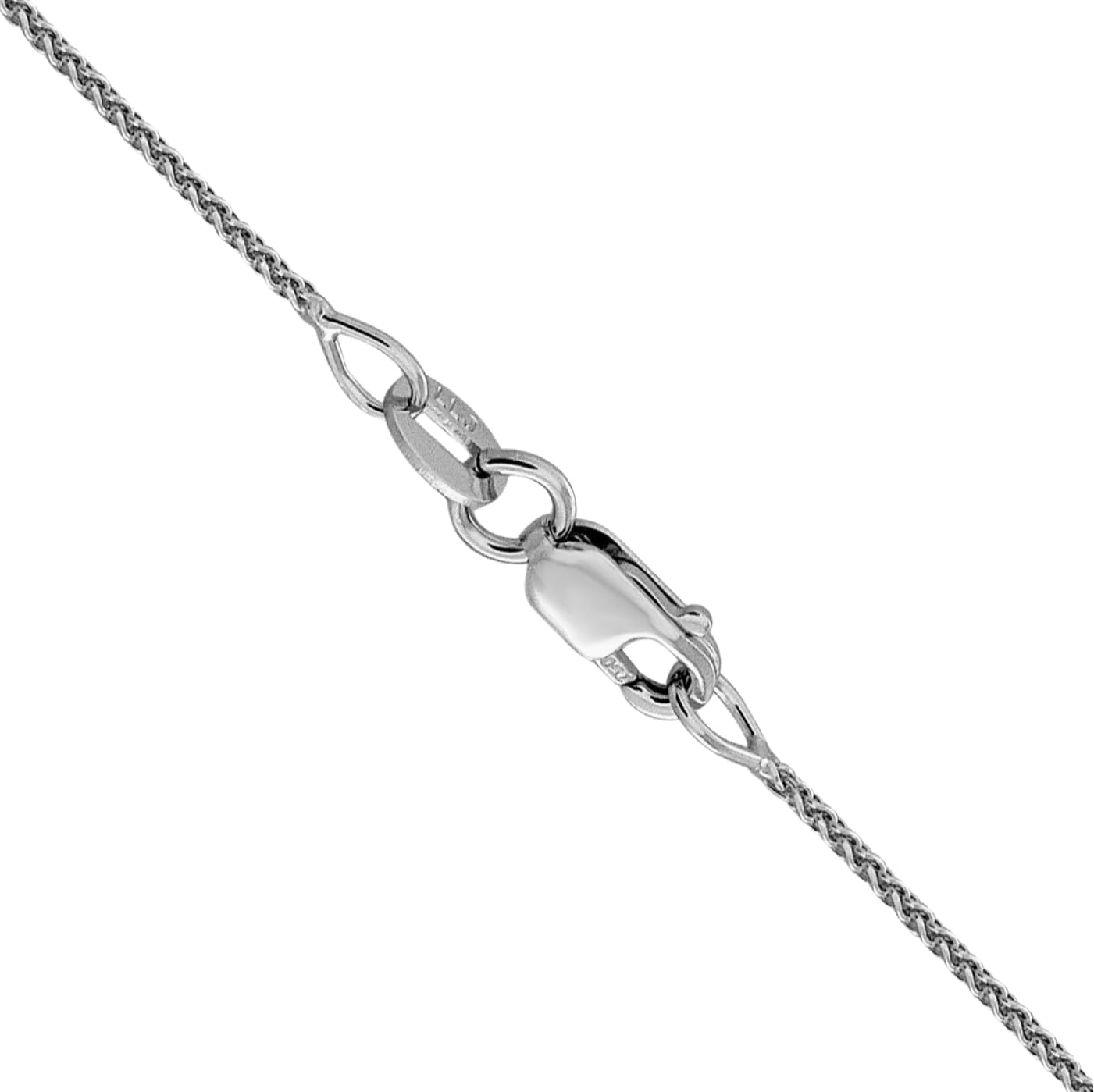 IceCarats 18K Solid White Gold 1mm Dainty Spiga Wheat Chain Necklace Diamond Cut