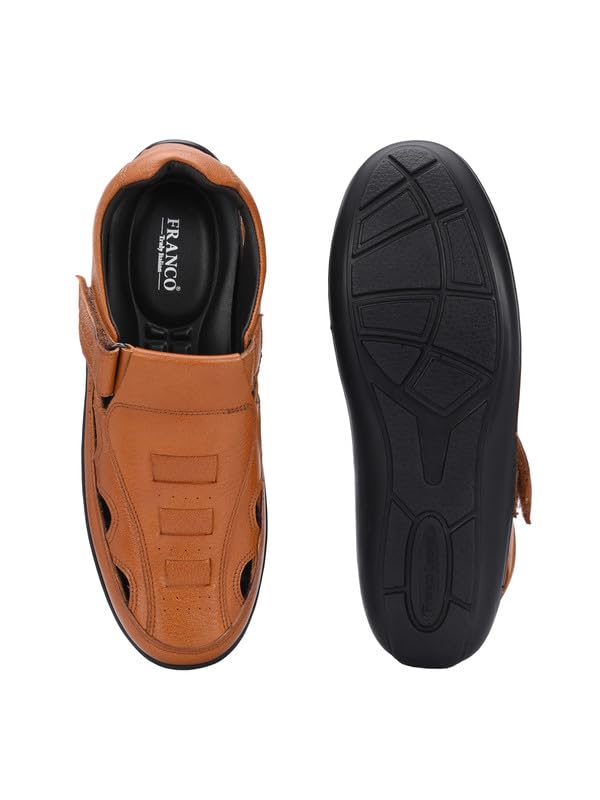 Image of FRANCO Black Leather Roman Slipper For Men