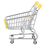 UPKOCH Mini Juguete Modelo Carrito De Supermercado Decoración De La Casa De Muñecas Carro De La Compra Mini Einkaufswagen Yellow