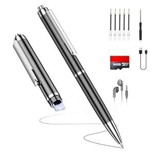 Diktiergerät mit USB-C, 64GB Aufnahmegerät,1600h Speicher Voice Recorder, Wiedergabe mit DSP-Rauschunterdrückung & HD-Audio, Digitales Diktiergerät für Unterricht, Meetings, Interviews