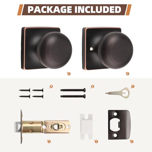 GOBEKOR Modern Passage Door Knob, 6 Pack Keyless Oil Rubbed Bronze Hardware for Interior Doors, Stainless Steel Round Passage Knobs with Adjustable Latch by GOBEKOR - Image 8