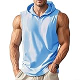 Chaleco de entrenamiento para correr para hombre, delgado, con capucha, secado rápido, sin mangas, camiseta sin mangas (XL azul)