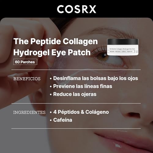 COSRX Pink Peptide Collagen Hydrogel Parches para ojos con cafeína contra las ojeras, reduce el volumen de las bolsas y las hinchazones, mascarilla antiarrugas para ojos, cuidado de la piel coreano - imagen 5
