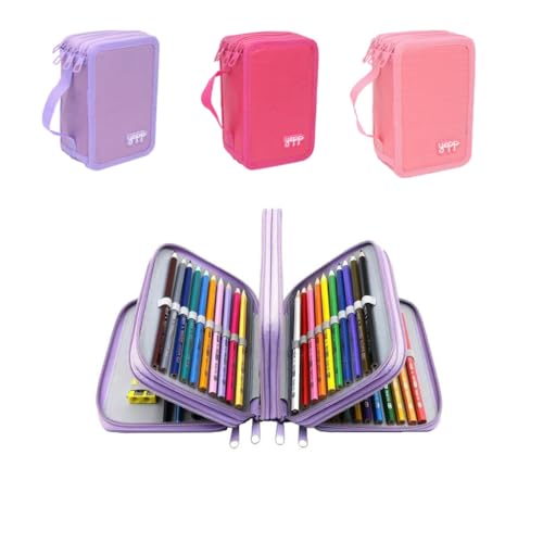 Estojo Escolar Feminino/Masculino Box Juvenil Martelasse Organizador Grande Jumbo Box 2 Compartimentos (ROXO)