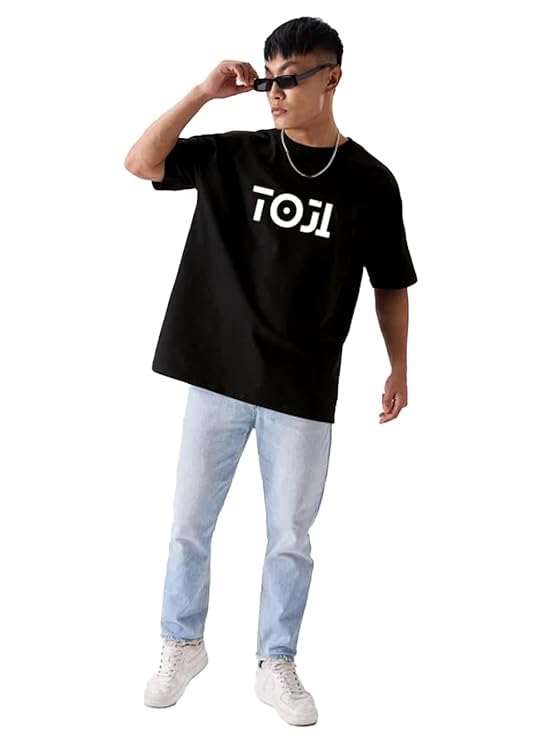Image of Moonshine Anime Jujutsu Kaisen Oversized Black Loose Baggy Fit Drop Shoulder Half Sleeves Pure 100% Cotton Heavy Premium Fabric TOJI T-Shirt for Men