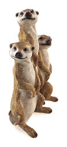Bambelaa! 3er Set Erdmännchen Familie Figur Garten Deko Gartenfigur Groß Für Außen Zum Stellen (ca.15,5 x 7,5 x 20,5 cm)