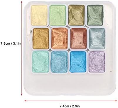 Miniatura 7 de Kit de pigmento de acuarela metálico con purpurina ultra fina de 12 colores, pintura sólida, juego de pintura de acuarela para principiantes,