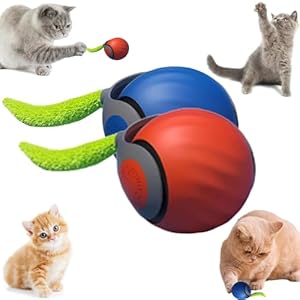 Speedy Tail 2.0,Speedy Tail Cat Toy,2025 New Generation Interactive Cat Toy,Interactive Cat Toys for Indoor Cats,Smart Interactive Cat Toy Ball,Automatic Moving Cat Toy Ball with Tail (Blue+Orange)