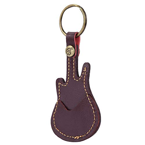 Tragbare Guitar Picks Holder Bag Schlüsselbund Leder Plectrum Picks Case Bag mit 5 Picks für Gitarren-Ukulele(Braun)