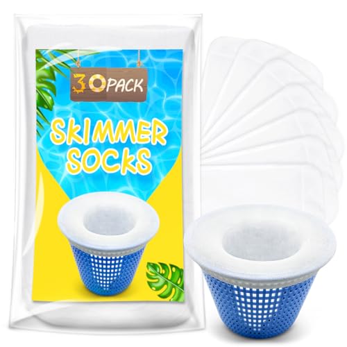 ROMIVO 30 Pack Pool Skimmer Filter Socks for Inground Pool Or Above Ground Pool Filter, Ultra Fine Mesh Screen Liner Skimmer Basket Sock Scum Sock Saver, Debris Leaves Catcher