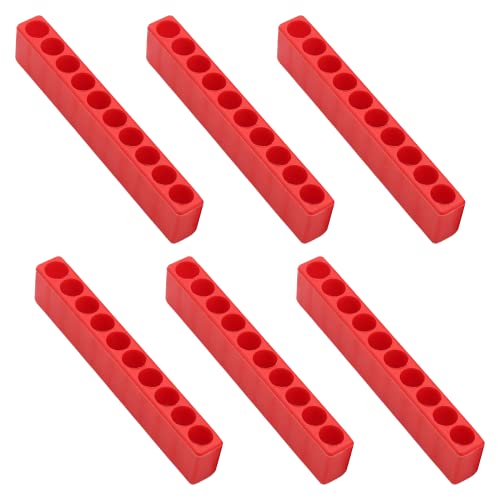 Kyuionty 6 Pcs 10-Hole Hex Bit Holder, 1/4" Shank, Red