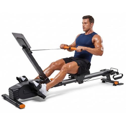2026update Magnetic Rowing Machines for Home,Rower Machine with 16 Levels,Powerful Silent Magnetic Resistance,350lbs Weight Capacity,LCD Monitor,Silent Rail System,Row Machine for Home Gym Exercise