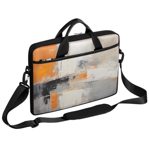 Maletín para portátil de 15 pulgadas con diseño abstracto gris y naranja