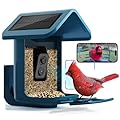 Bird Feeder with Camera Solar Powered : Smart Camera Bird Feeder 2K Live Feed Cam for Outdoor Backyard - AI Identify Auto Capture Videos Pictures, Gifts for Birdlover Mom Dad, 2.4GHz WiFi