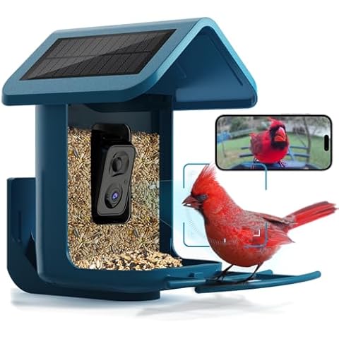 Bird Feeder with Camera Solar Powered: Smart Camera Bird Feeder 2K Live Feed Cam for Outdoor Backyard - Ai Identify Auto Capture Bird Videos, 2.4GHz WiFi Bird Camera, Gifts for Birdlover Mom Dad Cover