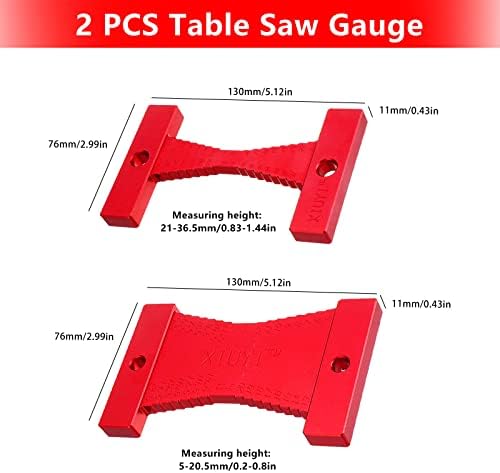 Step Depth Gauge, 2 Pack Table Saw Height Gauge Depth High Precision Tenon Caliper Metric for Router and Table Saw, Woodworking Aluminum Alloy Clarity Depth Gauge Ruler Router DIY Tools