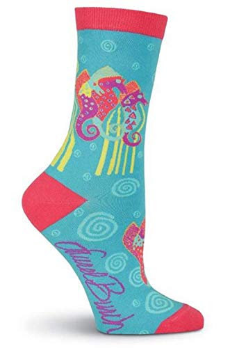 K. Bell Women's Novelty Animal Crew Socks, Turquoise (Seahorse), Shoe Size: 4-10