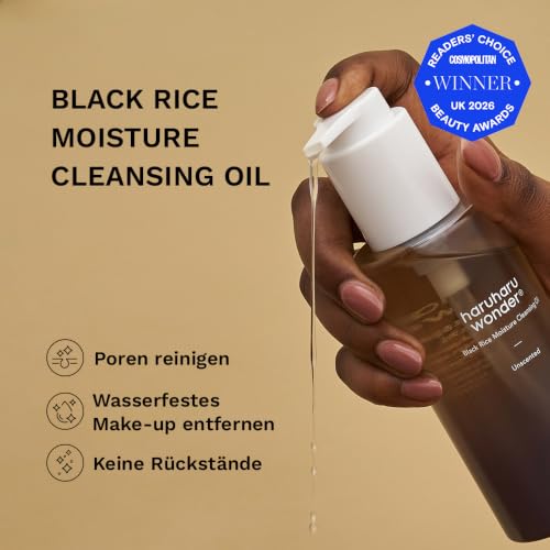 haruharu wonder Black Reis Feuchtigkeits-Tiefenreinigungsöl 5.1 fl.oz / 150ml | Koreanischer Gesichtsreiniger, Make-up-Entferner | Vegan, tierversuchsfrei | Jojobasamenöl, Macadamiasamenöl