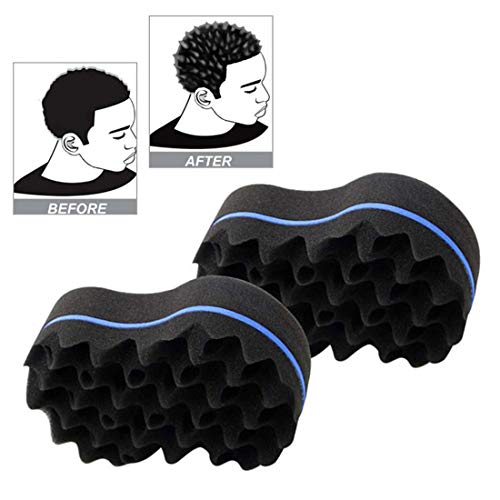 2 piezas de esponja de torsión para el cabello, cepillo de esponja de rizo mágico, cepillo de pelo de peluquero, esponja para rastas, herramienta para el cuidado del cabello con ondas de espiral afro