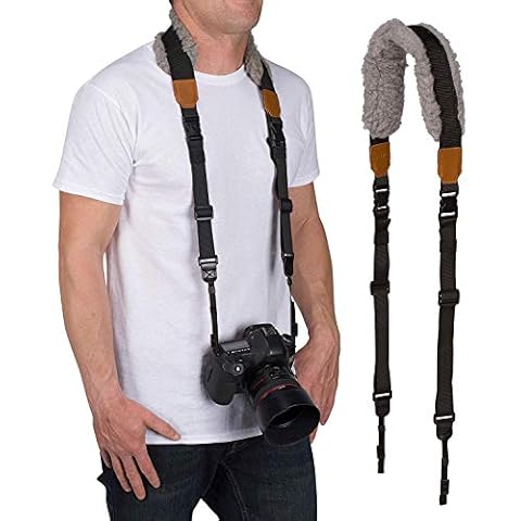 Movo MP-SS8 DSLR Camera Strap - Quick Release Sheepskin Neck Sling Shoulder Harness, Wrist Strap for Binoculars and Cameras Cover