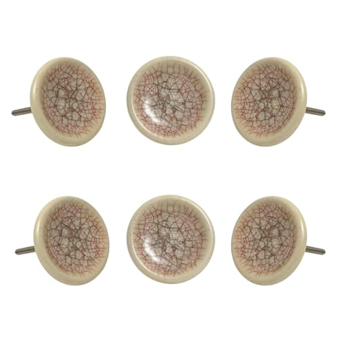 Perilla Home Sofia Ceramic Cabinet Knobs, Set of 6, Pink