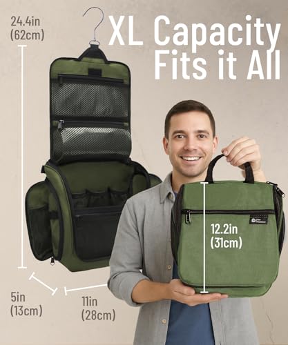 DD D&D Wanderlust D&D Hanging Travel Toiletry Bag for Men and Women. Extra Large Hanging Wash Bag Organizer with 10 Compartments, Zippers, XXL Metal Swivel Hook, Water-Resistant Nylon by DD D&D Wanderlust - Image 4
