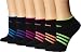 adidas Girls Superlite No Show Socks (Pack of 6), Black/Solar Pink/Solar Green/Solar Blue/Vivid Pink/Glow Orange/Power Purple - Stripes, Medium