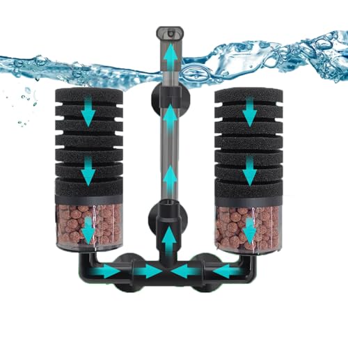 OsAtNb Doppelter Schwammfilter für Aquarien, leiser Luftfilter, tauchfähiger Schaumstofffilter mit Schwamm, biochemischer Filter für Aquarien, Sauerstofferhöhung und Wasserreinigung