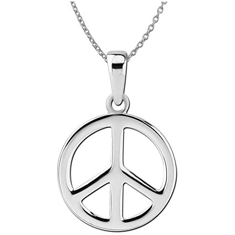 Hawaiian Silver Jewelry Peace Sign Necklace – 18 Inch Pendant Necklace for Women – Premium 925 Sterling Silver Necklace with Peace Symbol – Modern Boho Chic Design Cover