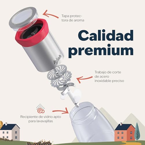 Miniatura 7 de Kjøk Premium Molinillo De Chile De Acero Inoxidable Y Vidrio, Molinillo De Especias Con Mecanismo De Corte De Acero, 100ml De Capacidad, Tapa Protectora De Aroma