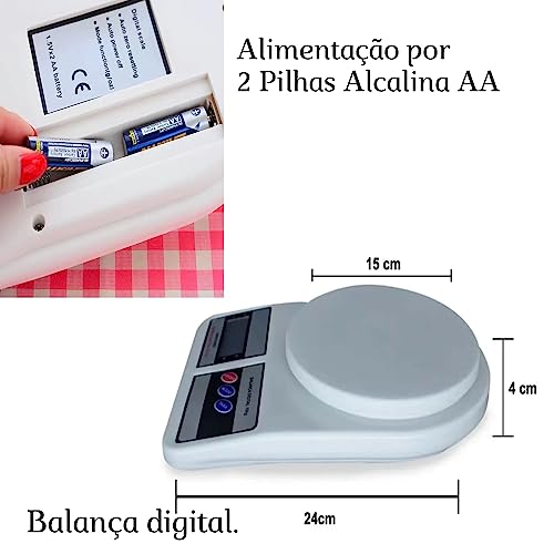 Balança Digital Cozinha Utilika Distribuidora® Alta Precisão 10kg Dieta e Nutrição