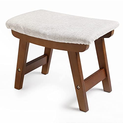 Houchics Foot Stool, Foot Stool Small,Ottoman Foot Rest,Small Foot Stool,Foot Stool Under Desk,Wood Foot Stool For Living Room, Bedroom And Kitchen (Walnut Legs-Gray Cover) #TOP7