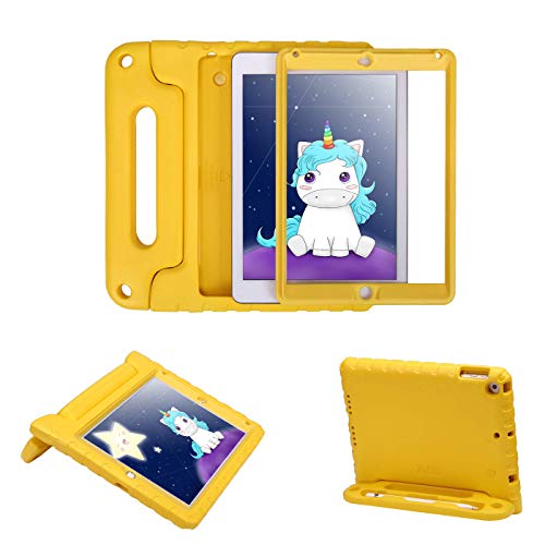 HDE Case for iPad 9.7-inch 2018/2017 Kids Shockproof Bumper Hard Cover Handle Stand with Built in Screen Protector for New Apple Education iPad 9.7 Inch (6th Gen) / 5th Generation iPad 9.7 - Yellow