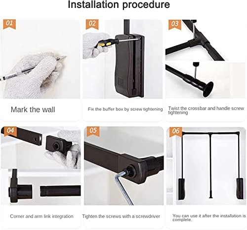 Wardrobe RailPull Down Closet Rod Aluminum Adjustable Wardrobe Rail Lift for Hanging Clothes Wardrobe Lift Rail Organizer Storage System Side Mounted Expanding Tubin(Black-60x83 cm/23.6x32.6in
