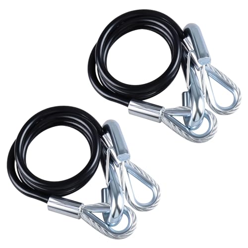 Tnyeobae 44-1/2 Trailer Safety Cables 5/16 Vinyl-Coated Steel with 7/16 S-Hooks 5000 lbs Break Strength 2-Pack Galvanized Towing Safety Chains