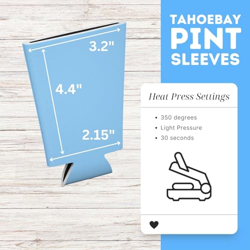 Image of TahoeBay Blank Pint Glass Sleeves, Beer Coolers, 6-Pack, Placid Blue | Insulating Foam Cooler, 16oz Collapsible Tapered Beverage Holder, Bar Cup Insulator for Transfer Vinyl, HTV, Sublimation, DTF
